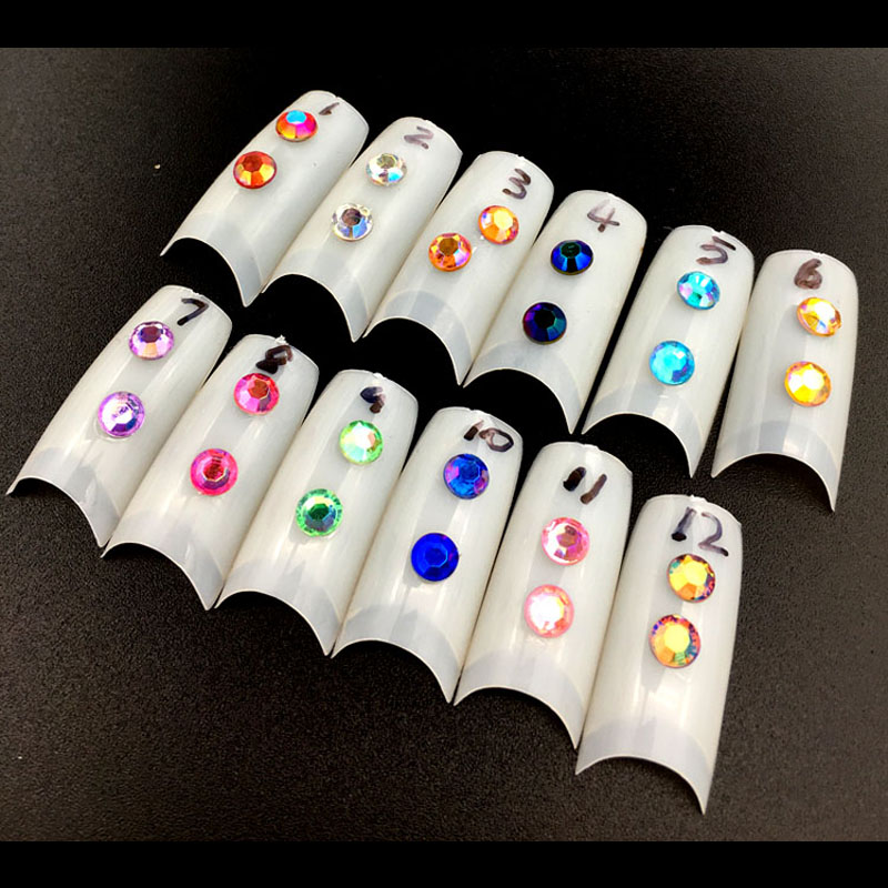 12 Kleuren/Set 5 Mm Diy 3D Acryl Crystal Rhinestones Nail Decoratie Ronde Kleurrijke Glitters Nail Art Decorations