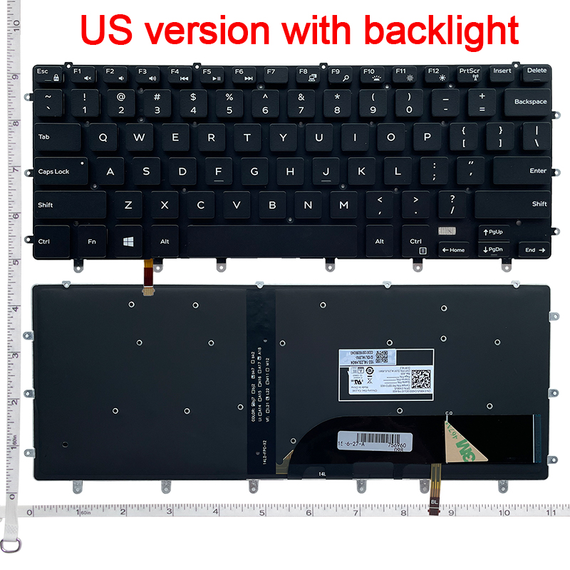 US/UK/RU/SP Laptop Keyboard For Dell XPS 15 9550 9560 9570 7558 7568 7590 5510 P56F Precision 5510 M5510 5520 M5520 5530 5540: Silver