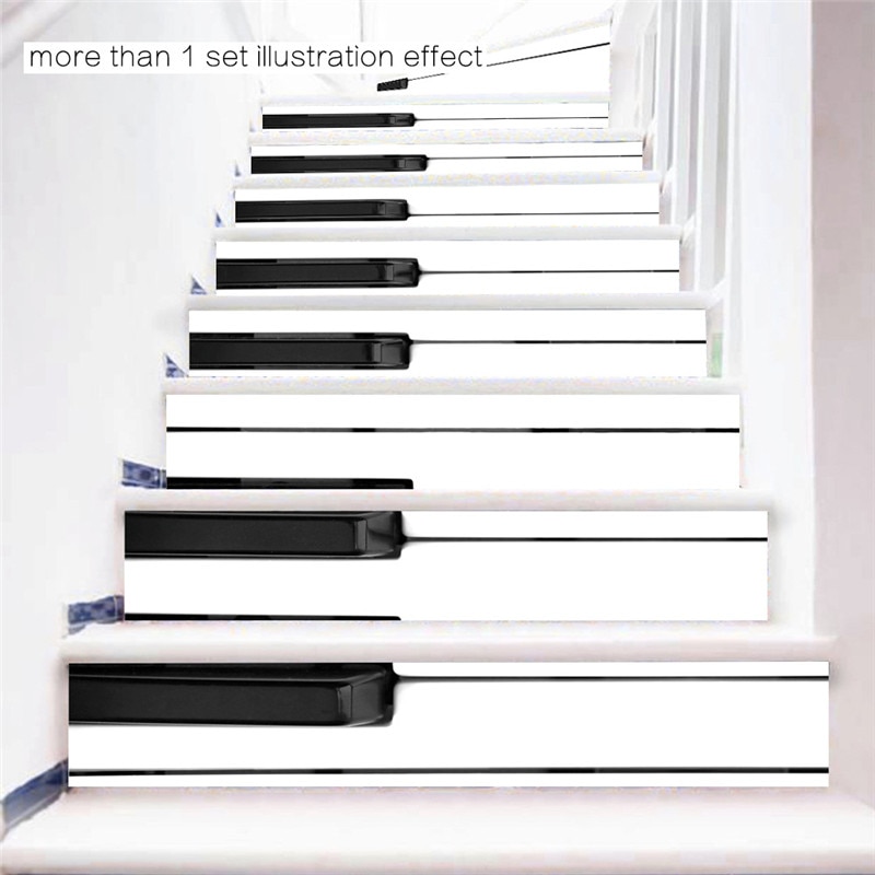 6 stücke/13 stücke Klavier Schlüssel Treppen Aufkleber Hause Dekoration Vinyl Selbst Klebe Tapete Für Wohnzimmer Kaffee Haus Treppe decals