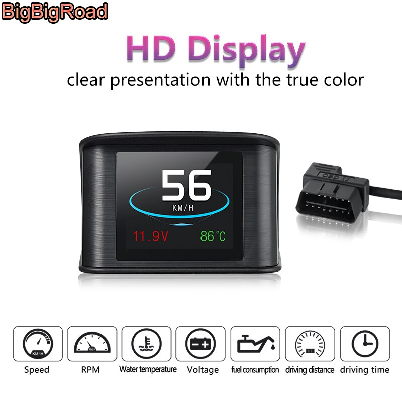 BigBigRoad For Hyundai Tucson ix35 i30 Genesis Verna Solaris Accent Santa Fe Car Hud OBD2 Windscreen Projector Head Up Display