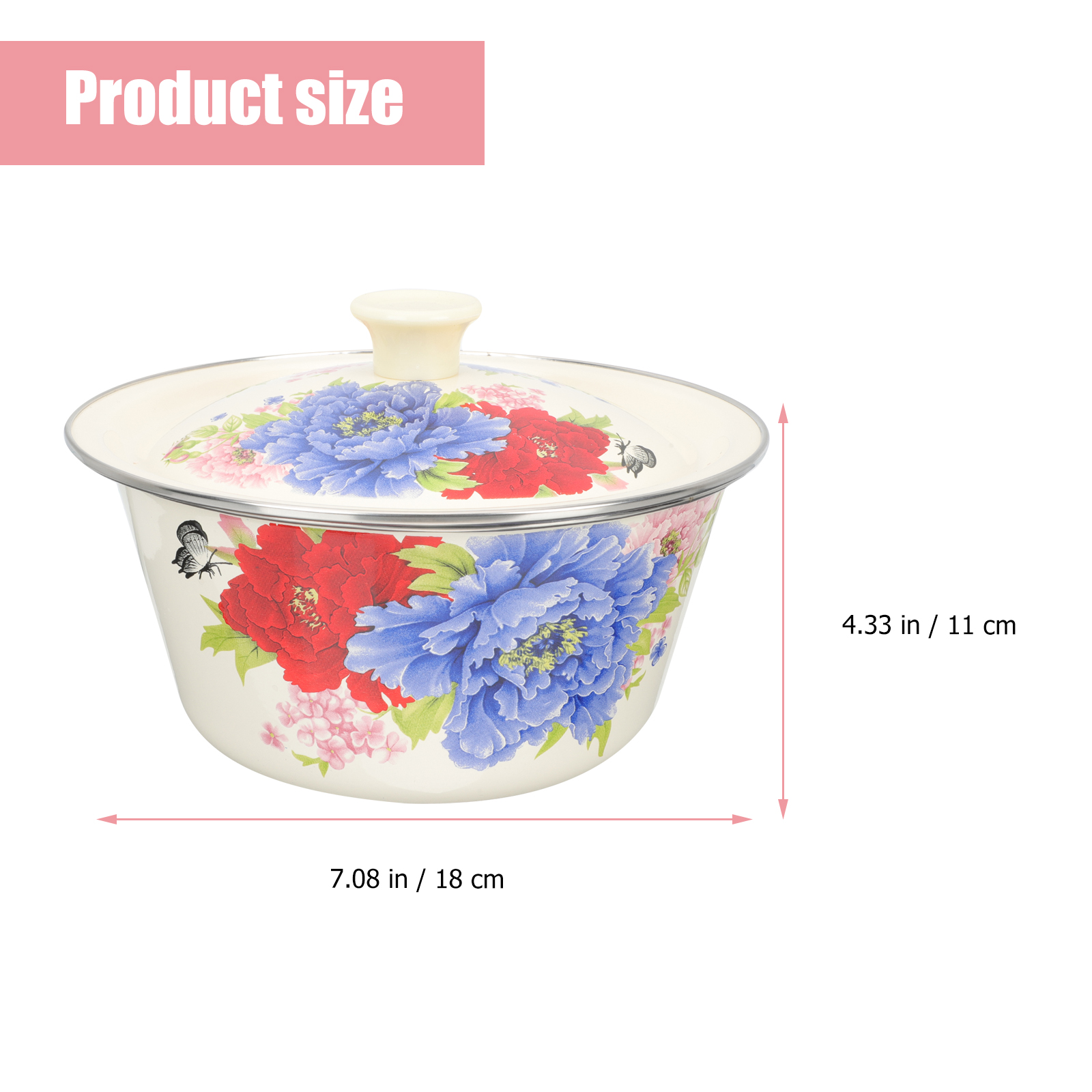 Multi-purpose Enamel Basin Retro Style Basin with Lid Kitchen Egg Mixing Bowl