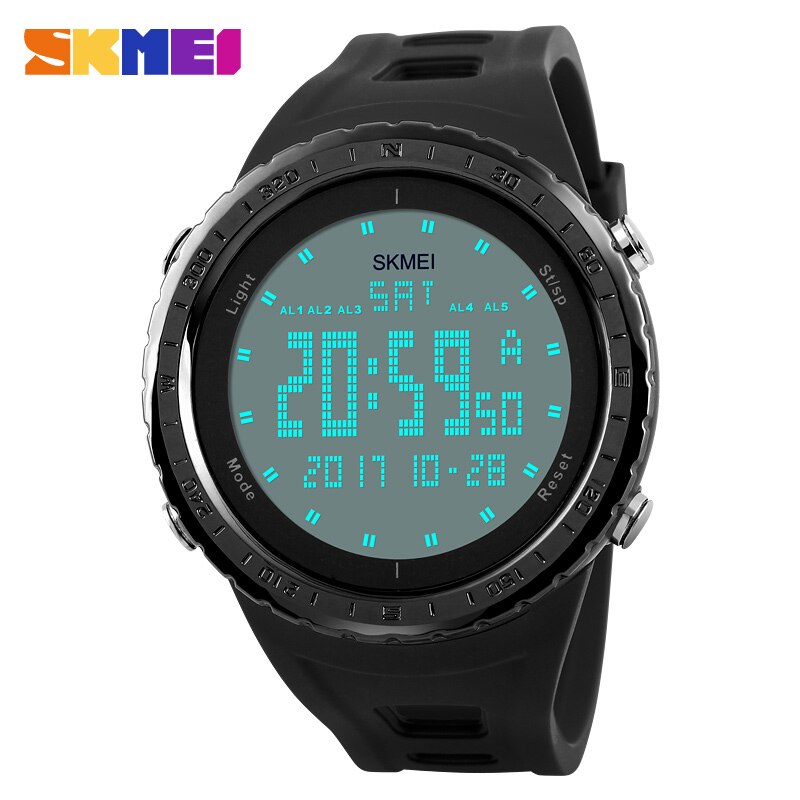 SKMEI Casual Heren Horloges LED Digitale Swim Waterdichte Outdoor Sport Horloge Mannen Dubbele Tijd Multifunctionele Horloges: Black