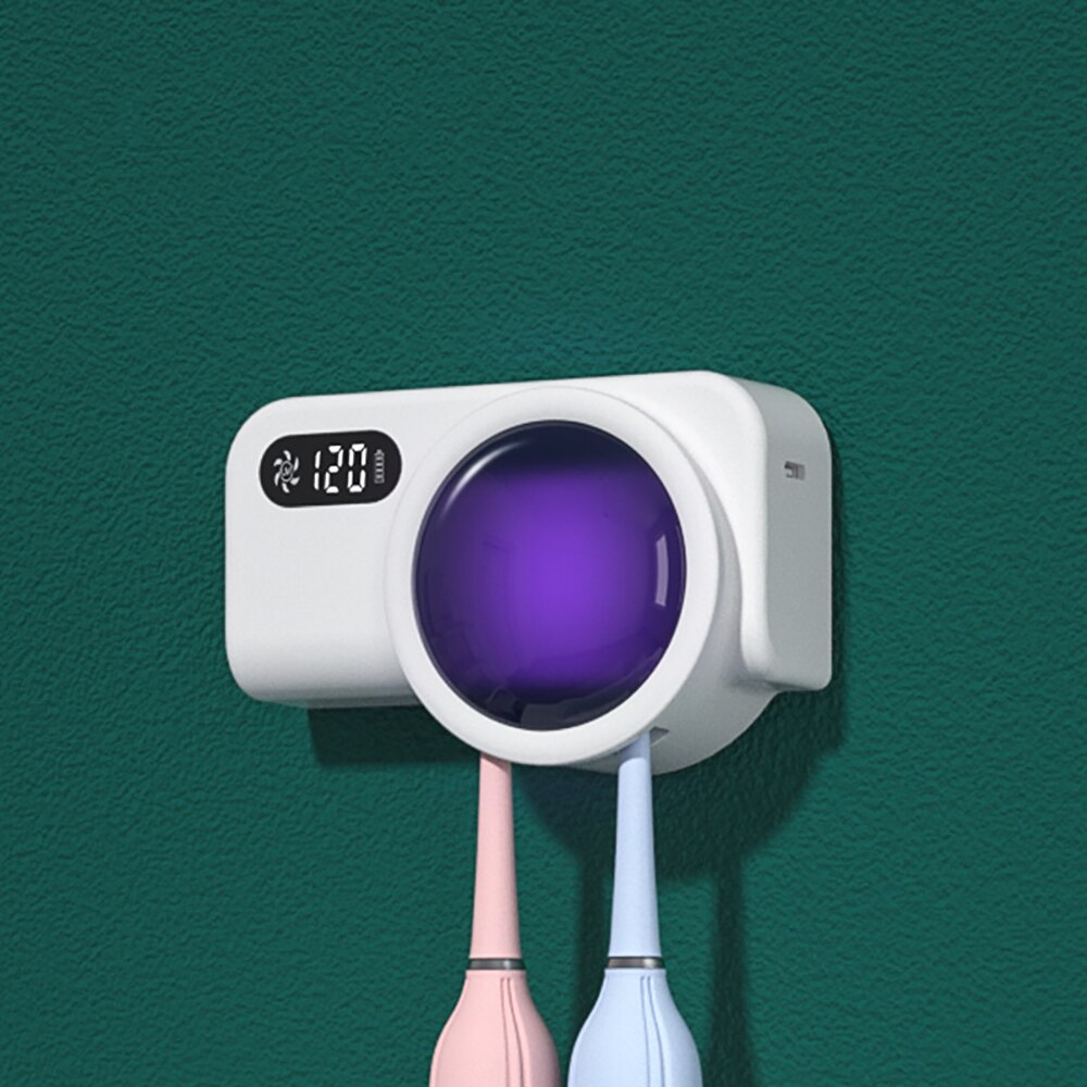 Visual Electronic Screen Punch-free Wall-mounted Smart Toothbrush Sterilizer Automatic Ultraviolet Toothbrush Disinfection Box