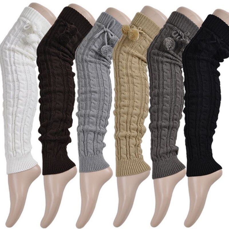 Gebreide Vrouwen Winter Beenwarmers Knie Hoge Dij Hoge Tie Kabel Gebreide Lange Boot Sokken Dames Laars Been Warmer