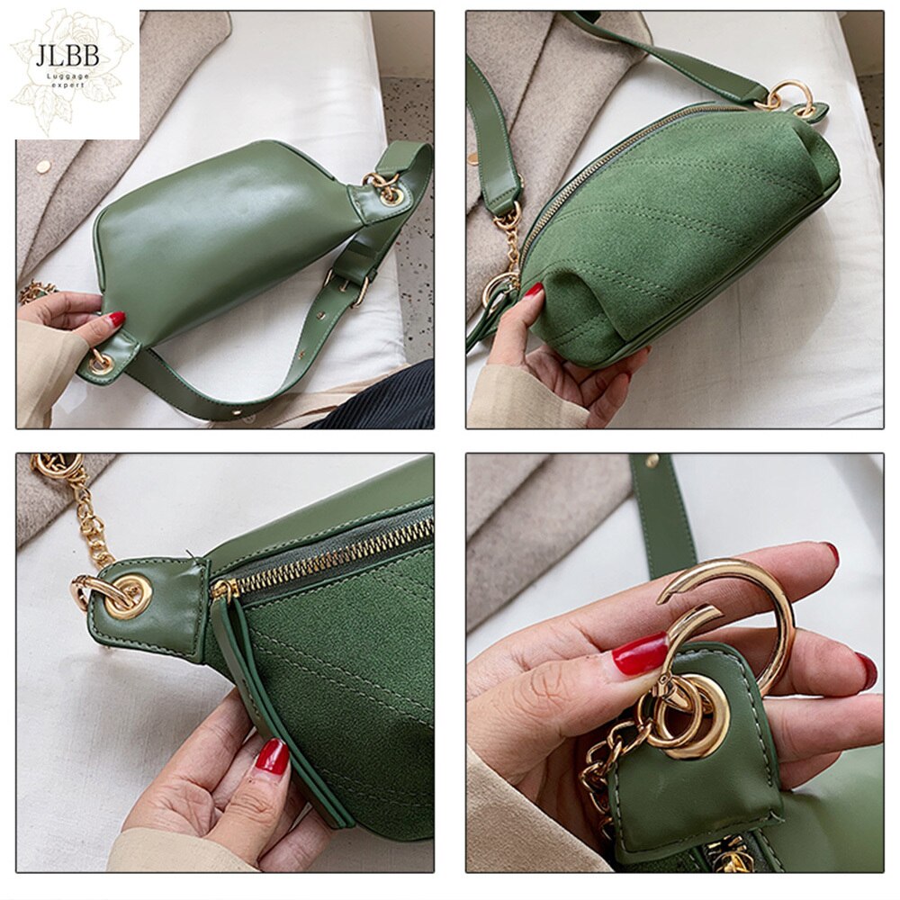 Chain Fanny Pack Banana Waist Bag Brand Belt Bag Women Waist Pack PU Leather Chest Bag Belly Bag Woman Bag