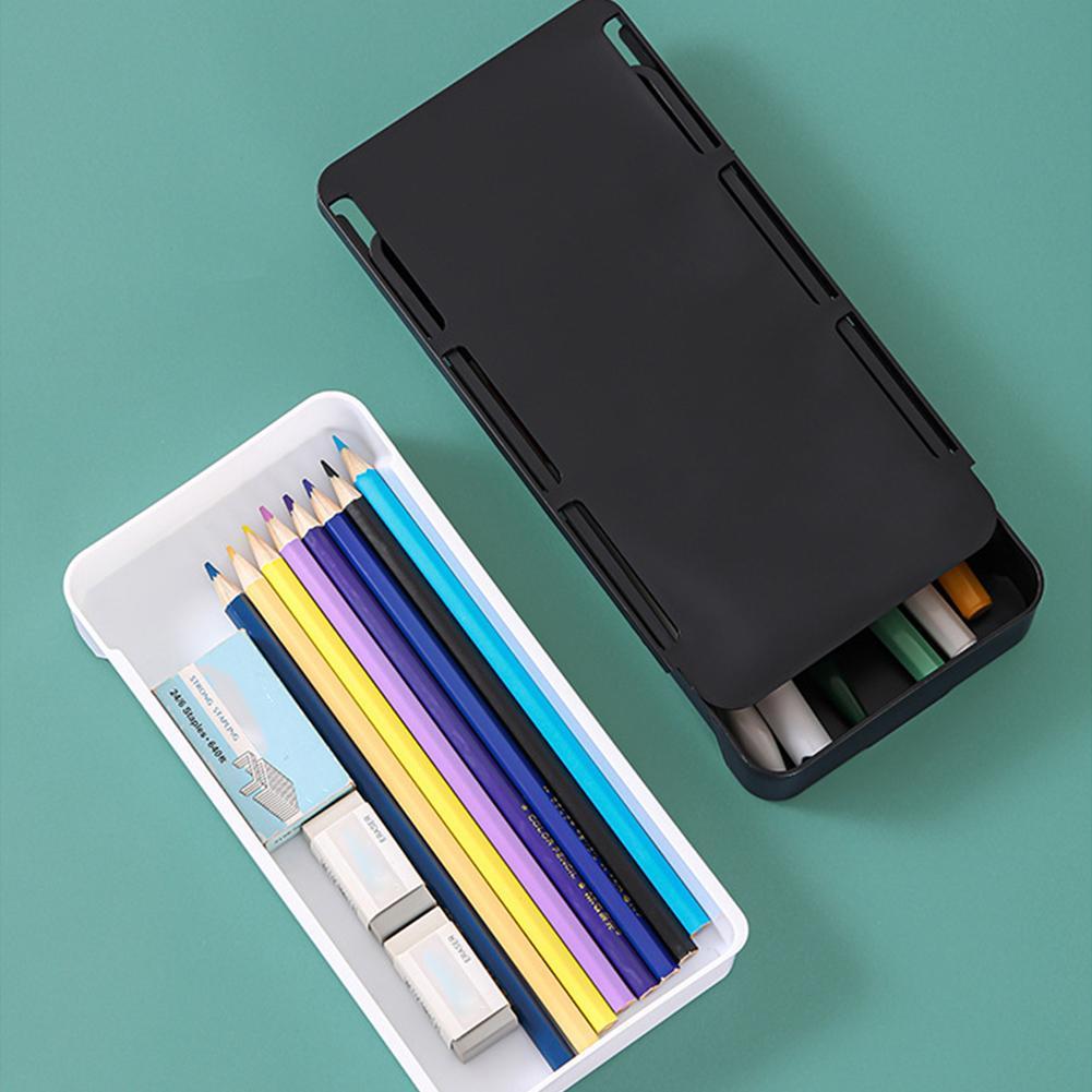 Self Stick Pencil Tray Under Desk Drawer Storage Box Hidden Stationery Organizer Stand For Pens Office Home Storage Organizer