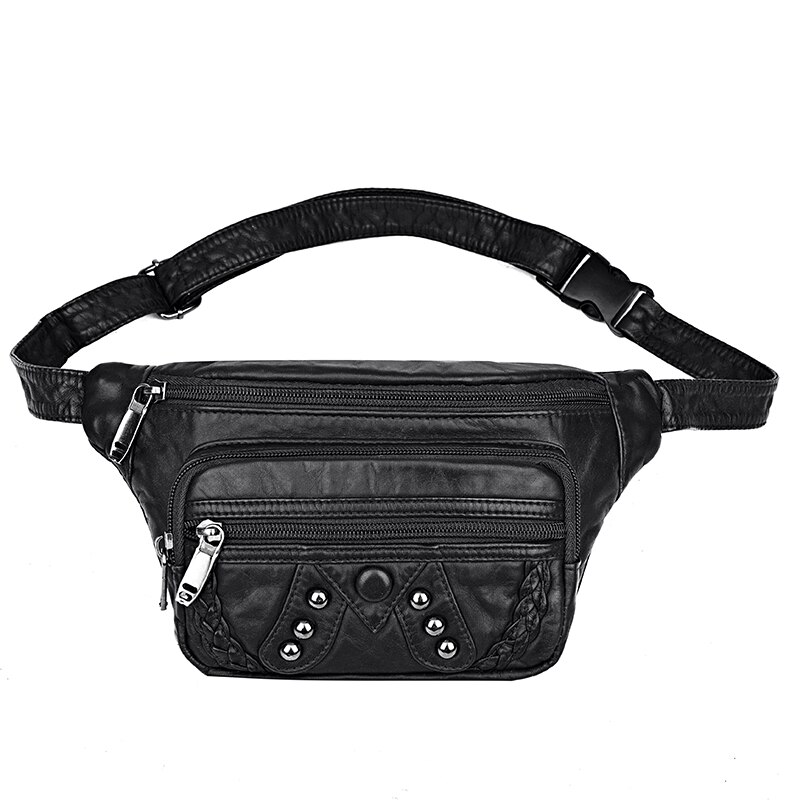 Female Fanny Pack Banana Hip Purse and Handbags Women&#39;s Waist Bag PU Leather Bags Shoulder Crossbody Chest Bag: Black