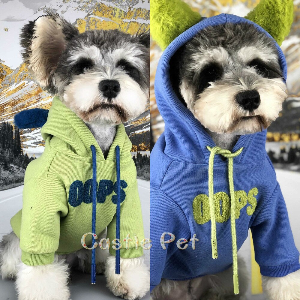 Schnauzer Fleece Hond Hoodie, Mooie Winter Hond Kleding, warm Puppy Hoodie Outfit Fleece Bal Voor Terrier Pug Teddy