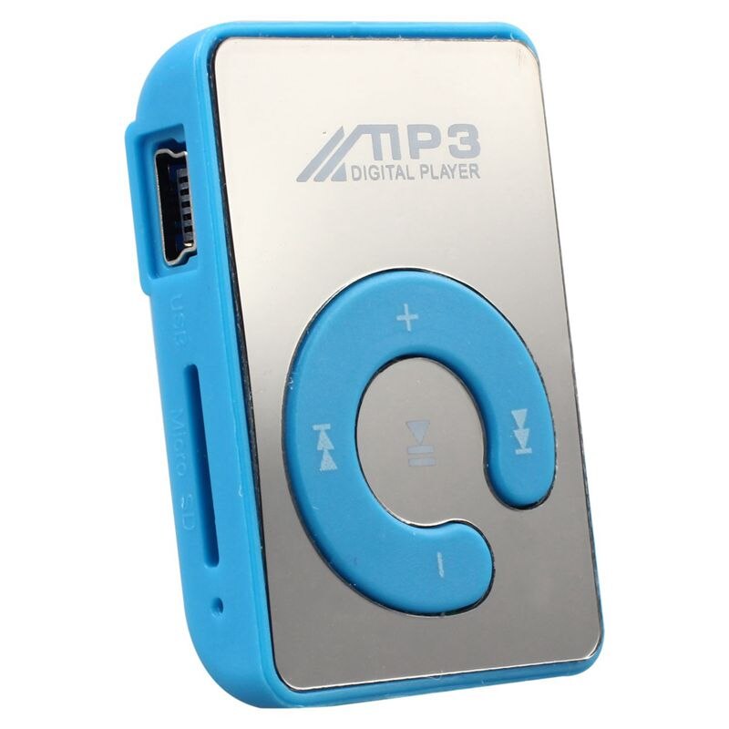 Mini Clip a specchio USB Digital Mp3 Music Player supporto 8GB SD TF Card: Blue