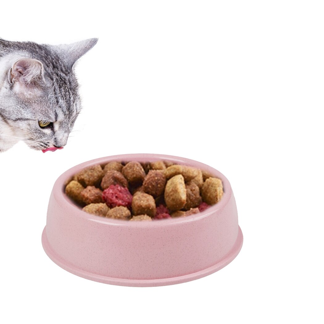 Cuenco para mascotas de 1 unid/3 uds. Fácil de limpiar pajita DE TRIGO cuenco para alimentos para mascotas recipiente de alimentación para mascotas para Gatos Perros alimentador de alimentos para mascotas: Pink