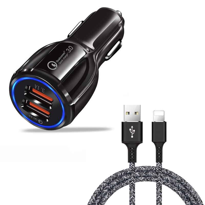 3.1A Draagbare Qualcomm Telefoon Snellader 2 Port Usb Car Charger Quick Charge 3.0 Autolader Dual Usb