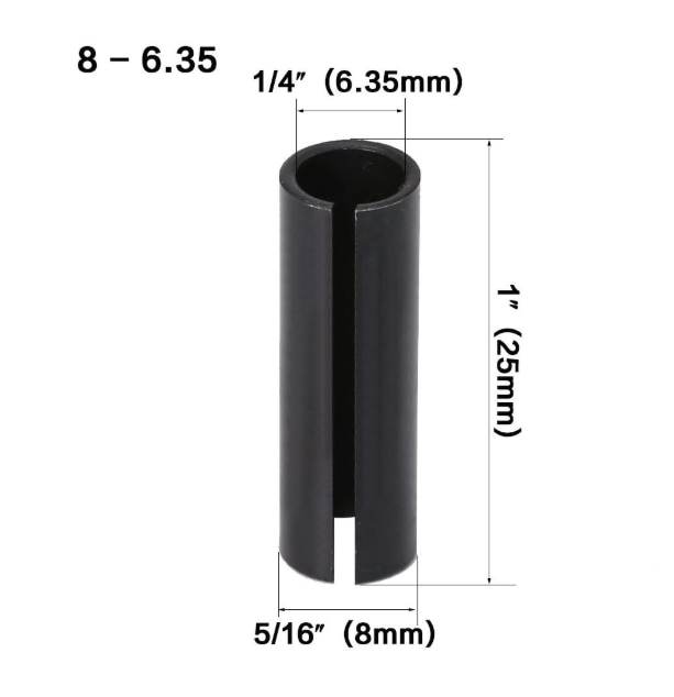 Outil de routeur CNC, adaptateur de haute précision, pince adaptateurs de tige support de fraise, mandrin de Conversion 12.7-8 8-6 12.7-6.35 1 pièce: 8 Turn 6.35