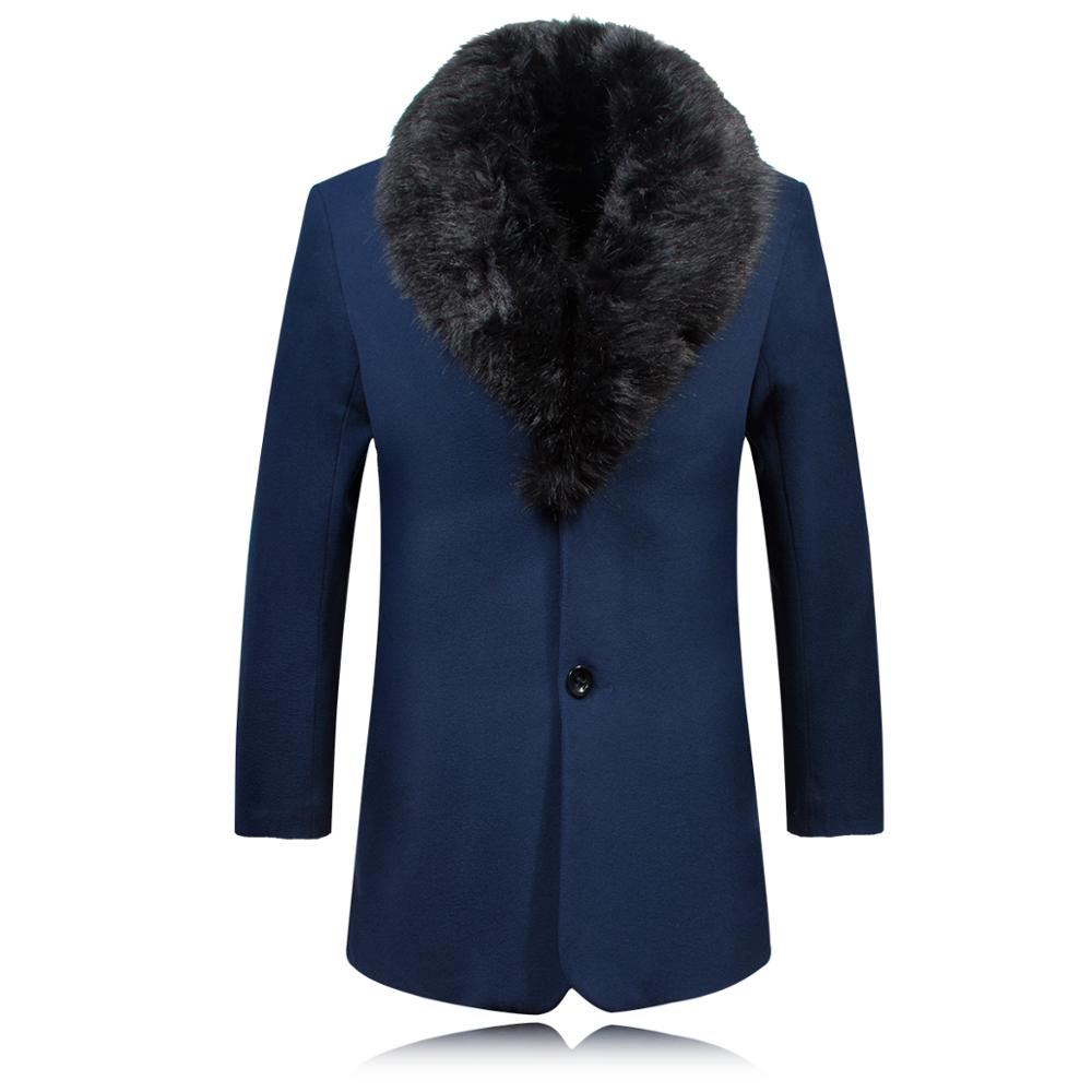 Höst och vinter yllerock herr enkelknäppt förtjockad medellång trenchcoat ylle yllerock herr