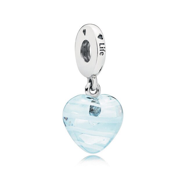 Baofu 925 sterling silver pendant love glass beads like pink and blue pendant suitable for original bracelet female: B