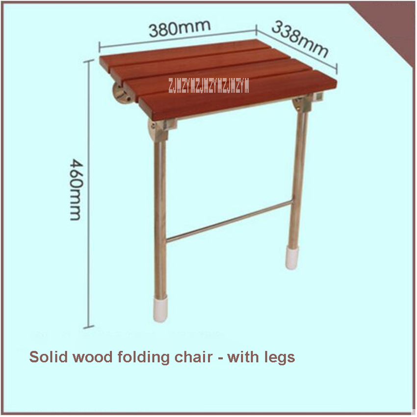 Høj bad brusebad vægstol hjemmebadeværelse skammel husstand vægmonteret brusesæde massivt træ klapstol - med ben