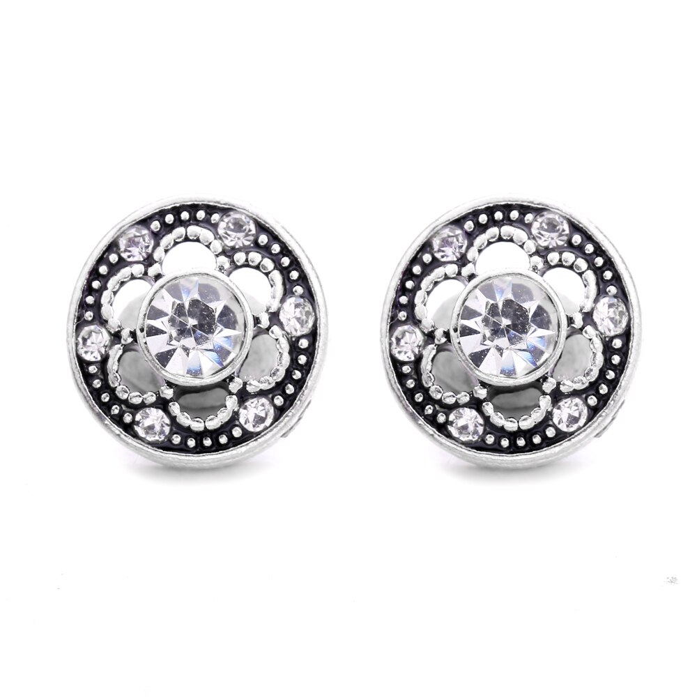 Bloem Strass Mini Knoppen Charms 12Mm Metalen Drukknoop Voor Snap Sieraden XH6020: W