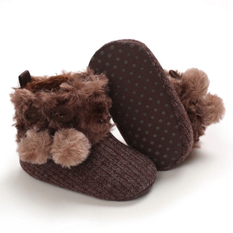 Baby herfst winter laarzen babymeisje jongens winter warme schoenen effen peuter harige ballen eerste stappers kinderschoenen