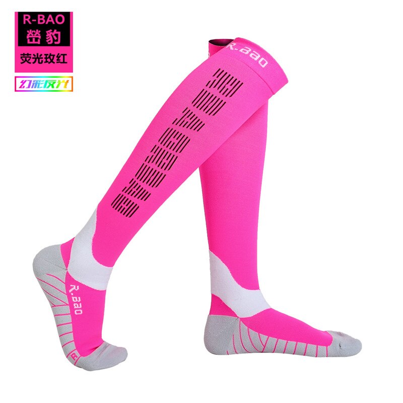 R-BAO Colorful Reflective Compression Running Cycling Socks High Grade Reflecting Logo Function Night Run Mens