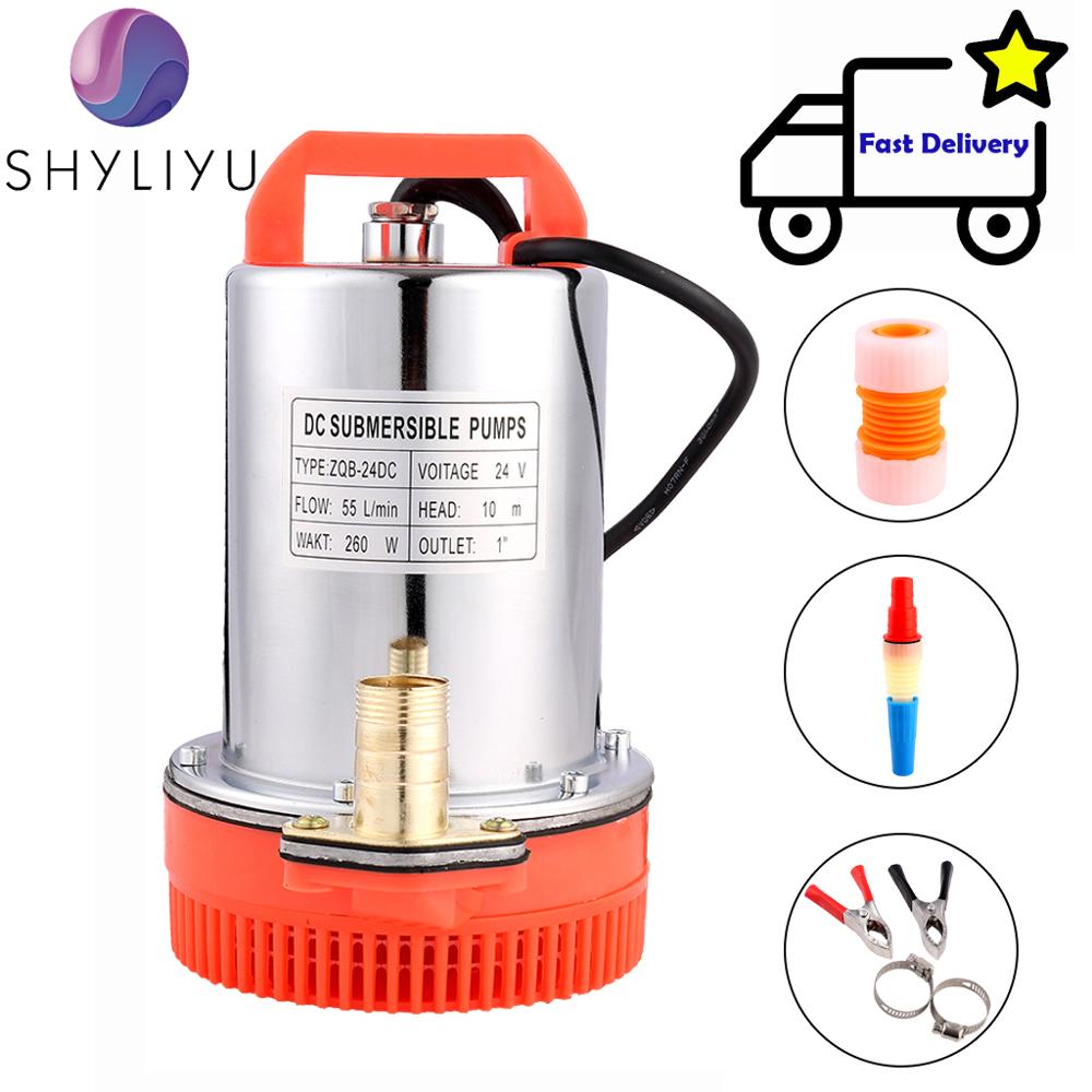 SHYLIYU 260W 24V Deep Well Submersible DC Pump 10m Lift Head Flow 55L/min Farm Ranch Solar Powered Home Garden Clean Water Pumps