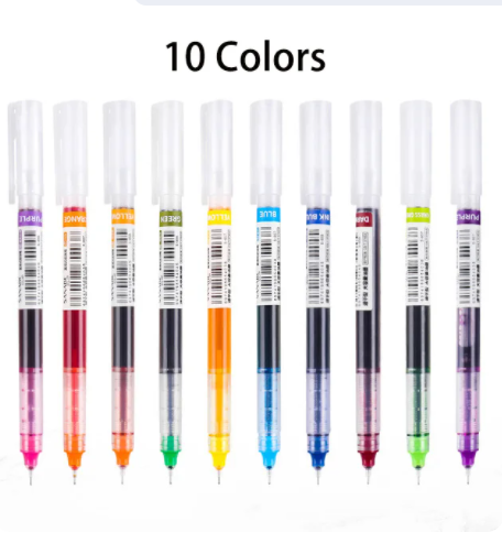 Set Pixuri Gel - 12 Buc - Vârf Scriere 0.5mm - Cerneală Uscare Rapidă - Negru, Roșu, Albastru și Culori