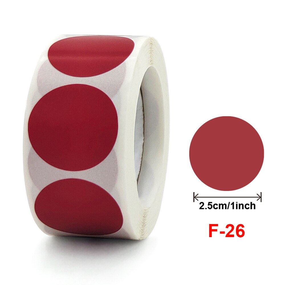 500per Roll Chroma Label Color Code Dot Labels Stickers 1 Inch Roun Red Green White Yellow Blue Pink Black Stationery Stickers: F26