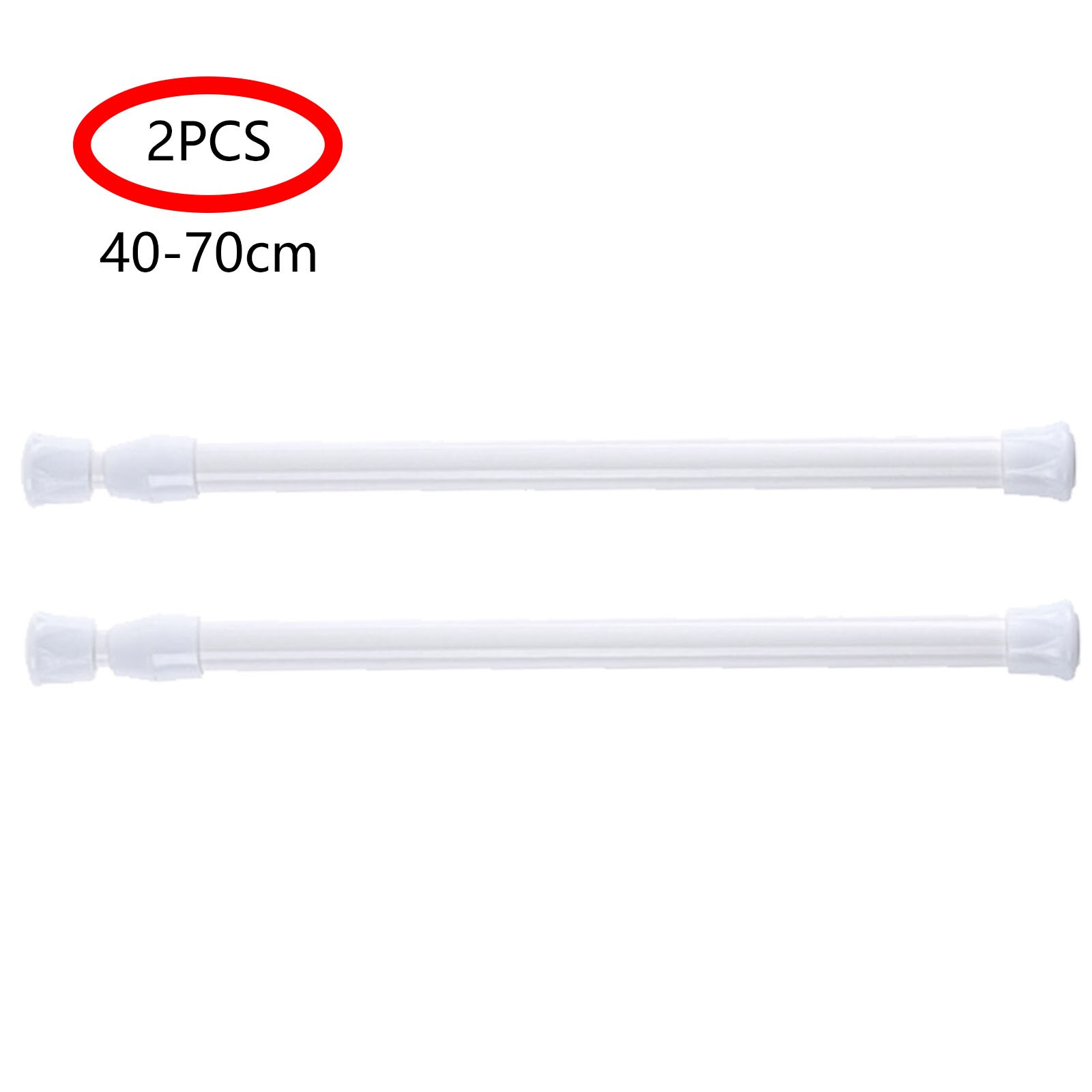 2 Bathroom Rods Shower Curtain Poles High Carbon Steel Bathing Rod Extendable Closet Wardrobe Pole Spring Loaded Tension Rod Kit: White A