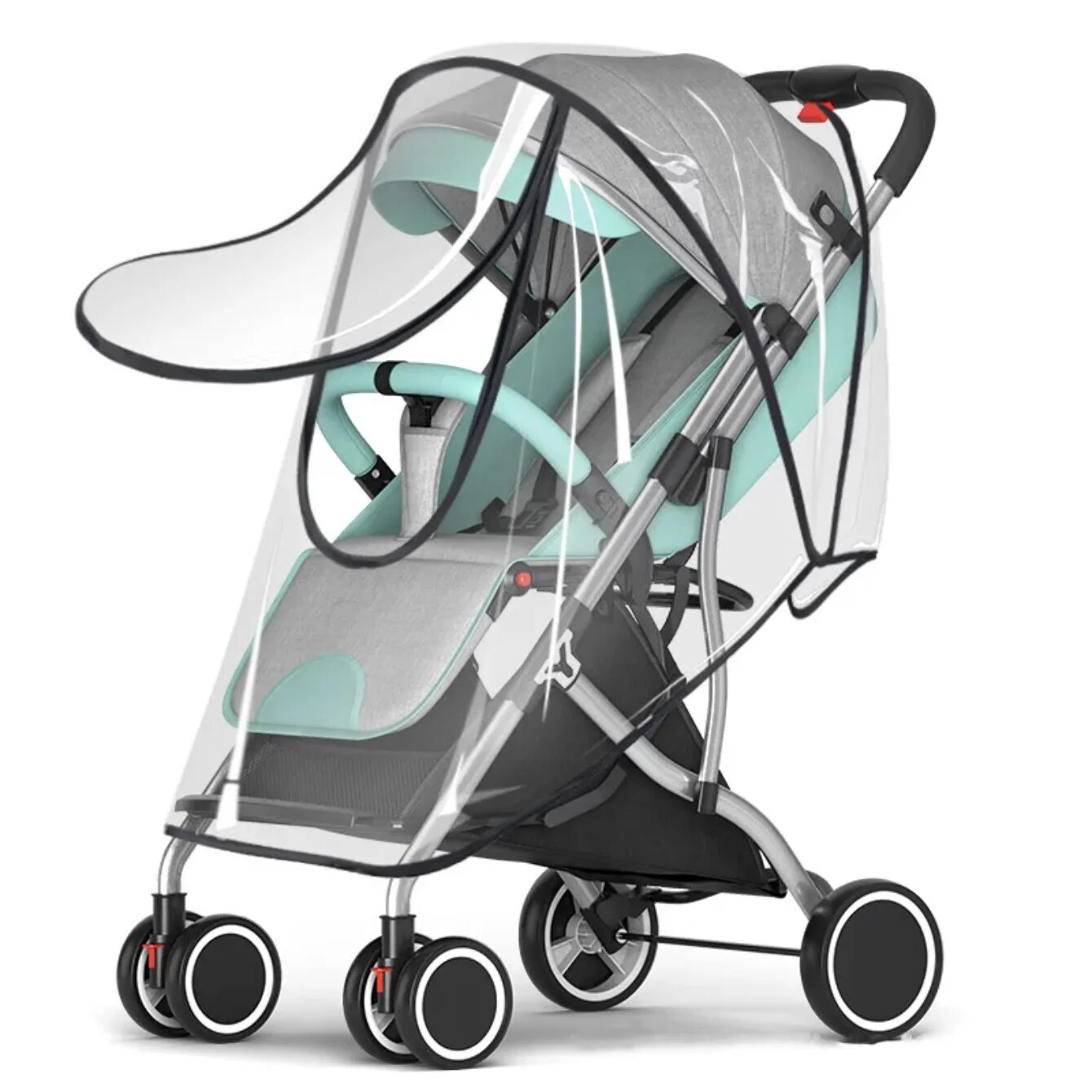 Universele waterdichte regenhoes voor kinderwagens Kinderwagenaccessoires Transparante stofkap Open ritssluiting Paraplu Regenachtig seizoen Waterdicht: Rood