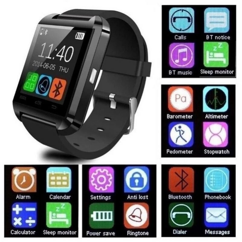 U8 Bluetooth Smart Horloge Mannen Vrouwen Stappenteller Touch Screen Sport Intelligente Horloge Telefoon Smartwatch Voor Android