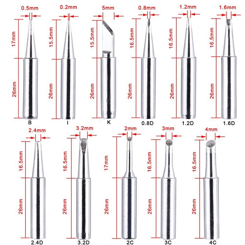 11 Stuks Soldeerbout Tips Kit 900M-T Voor Hakko Soldeerstation Tool 900M 936 937 907