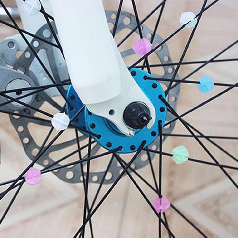 36 stk / sæt plastik klip eger perle cykel perler wire perler rund eger dekorationer lysende cykel eger cykel kuglehjul  f2 l 9