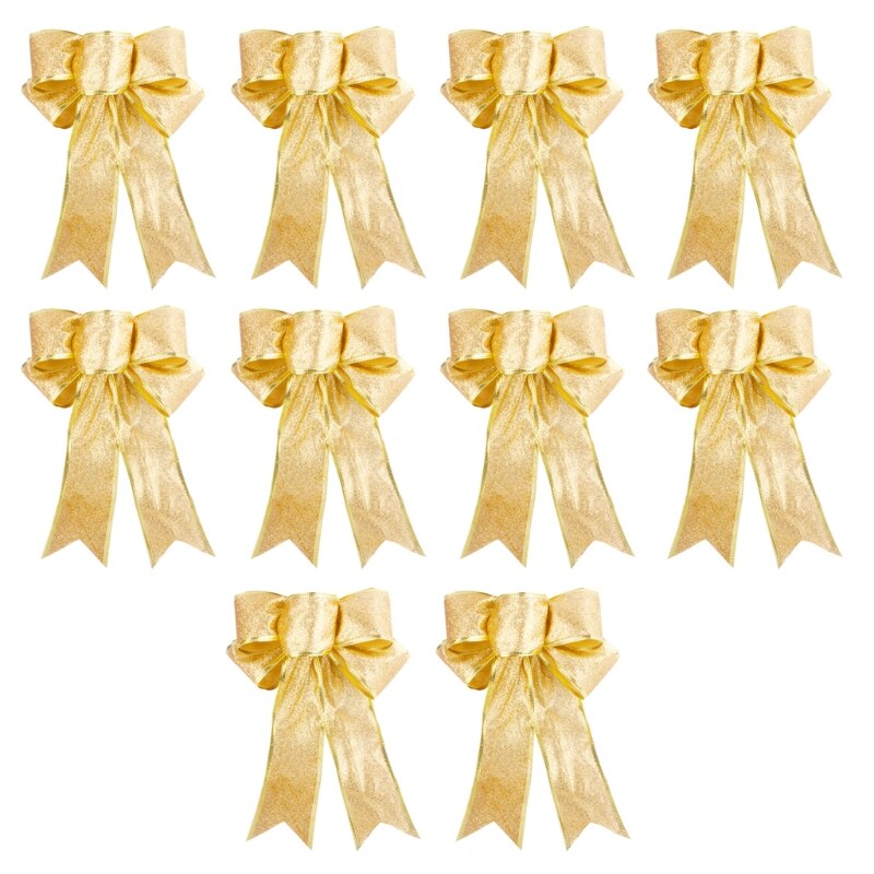 10 stuks 10 inch  x 8 inch haarrubber kerstboomstrik met strik hangende ornamenten 4 xfa: 1