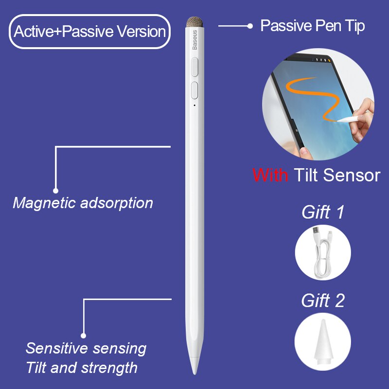 Baseus Stylus Pen Voor Ipad Pro 12.9 11 Air Mini Tablet Touch Screen Stylus Potlood Voor Iphone Samsung xiaomi Telefoon Pen: Active And Passive
