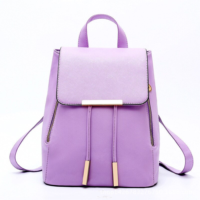 Femmes en cuir Pu femme sacs à dos adolescent sacs d'école Mochila Feminina sac à dos Mochilas Mujer: VIOLET