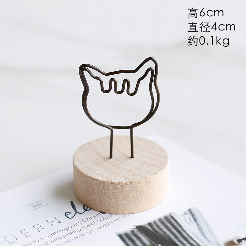 Nordic simple modern wooden note holder home decorations Figurines message photo card holder WJ021935: E