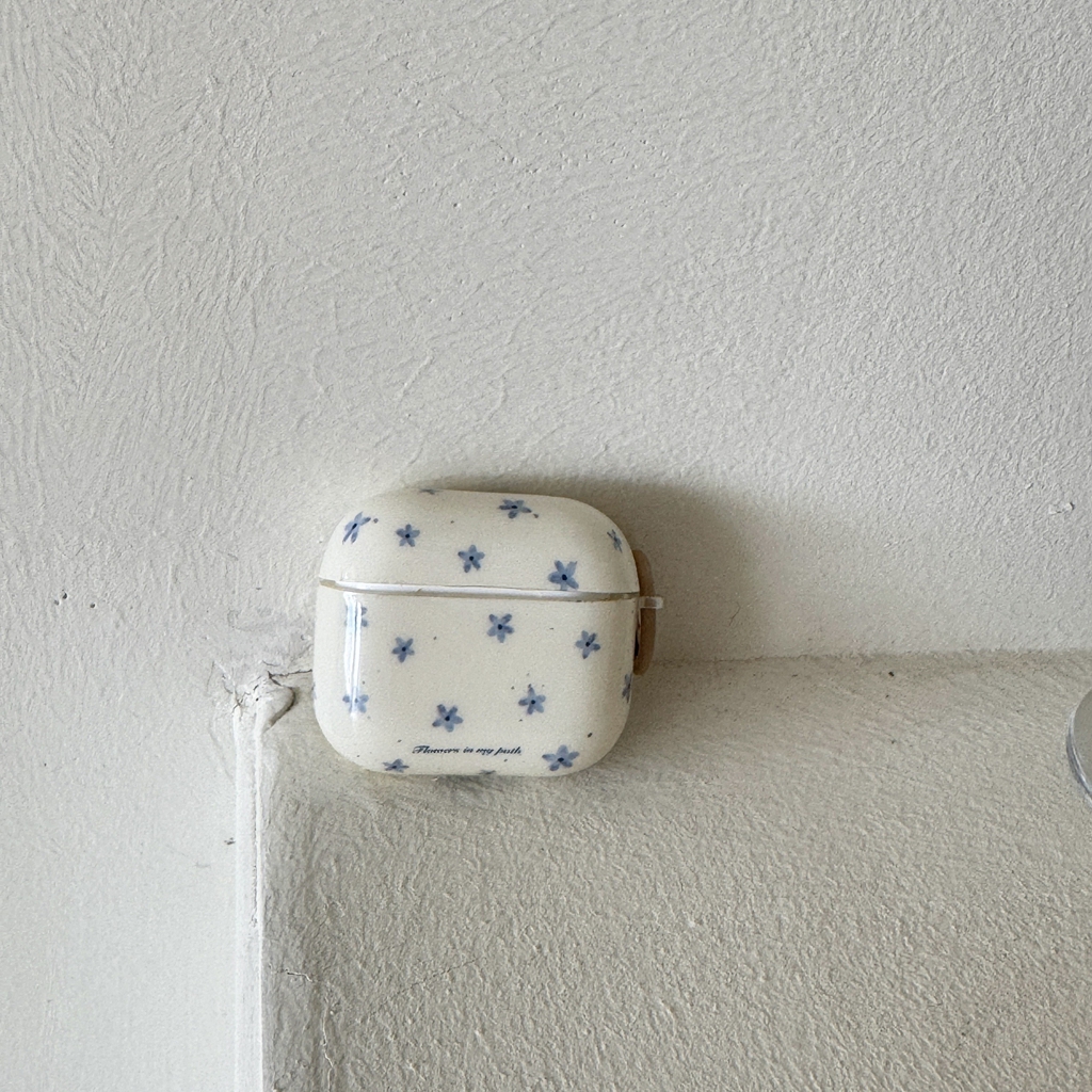 Funda para auriculares con patrón de flores azules y pantalla completa Ins Spring Day para AirPods 1 o 2 3 4 Pro 2