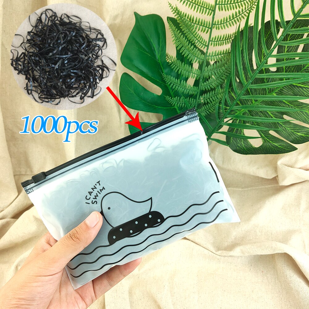 1000pcs/pack Transparent Hair Elastic Rope Rubber Band for Women Girls Bind Tie Ponytail Holder Accessories Hair Styling Tools