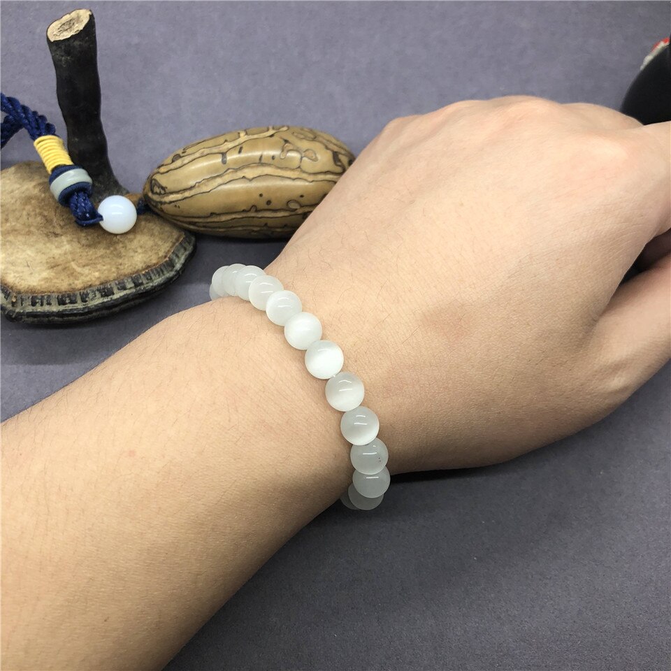 Witte kattenoog kralen armband voor vrouwen met 6-12mm hand ketting bedel
