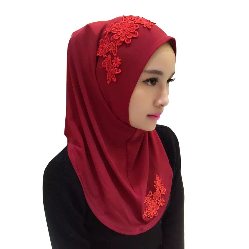 Ladies Lace Embroidery Headband Hijab Islamic Scarves Bonnet Shawls Muslim Scarf Women Hijab Islamic 11 Colors: 1