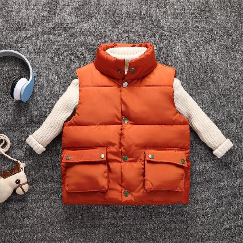 Gilets d'automne à col montant unisexe pour enfants, vêtements d'extérieur en coton , 4-11 ans, pour garçons et filles: caramel colour / 150  10-11T