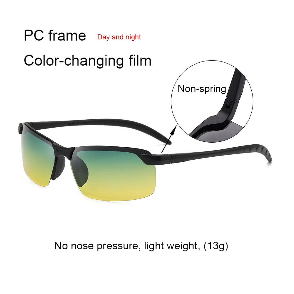 Photochromic Lens Driver Goggles Anti-glare Anti-UV Night Enhanced Light Glasses Sunglasses Goggles Car Accessor: yellow to green