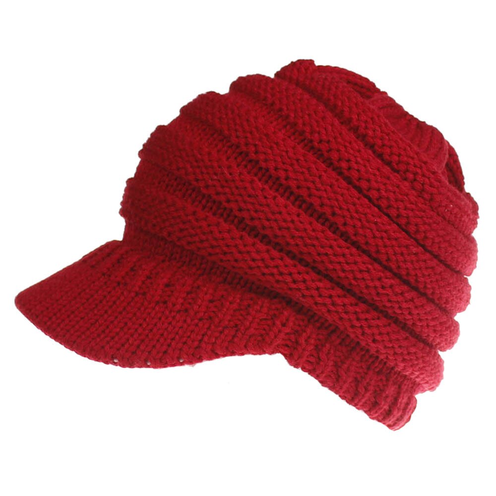 Doradeer Ins Vrouwen Hoeden Gebreide Baseball Mutsen Skullies Open Pony Tail Hoed Mutsen Cap Ski Sport Cap: Red
