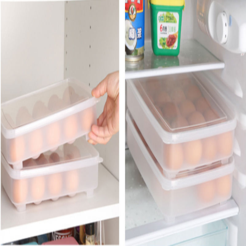 Kjøkken egg oppbevaringsboks stort plaststativ for 20 enkle egg organiser beholder brett for kjøleskap