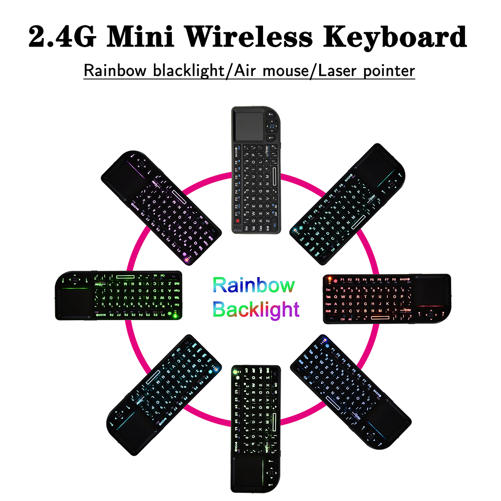 A8 Wireless Keyboard with Backlight Spanish/Russian/English 2.4G Air Fly Mouse Handheld Touchpad Keyboard for TV Box PC Laptop