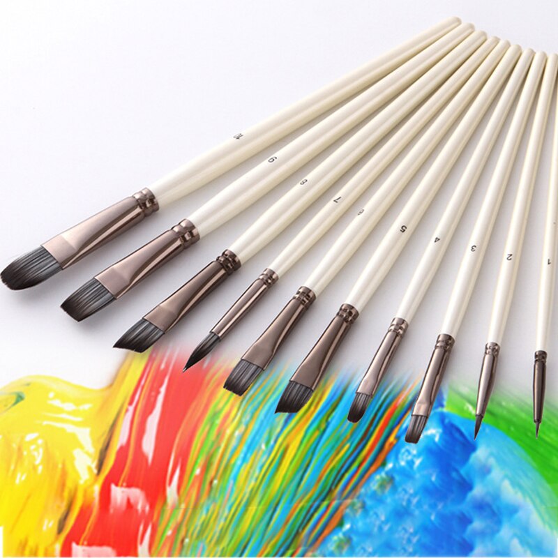 10pcs Face Paint Brushes Nylon Hair Paint Brush Set Face Painting Body Cosplay Halloween Makeup Painting Kit