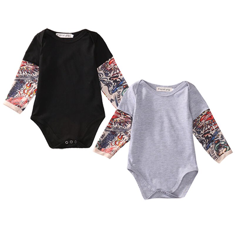 Citgeett Newborn Baby Infant Boys Long Sleeve Bodysuit Patchwork Clothes Cotton Novelty Jumpsuit SS