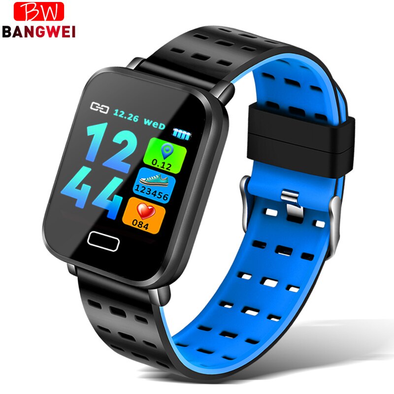 Smart ur herre blodtryk pulsmåler milanesisk rustfrit stål smart armbånd sport fitness tracker smart armbånd: Blå