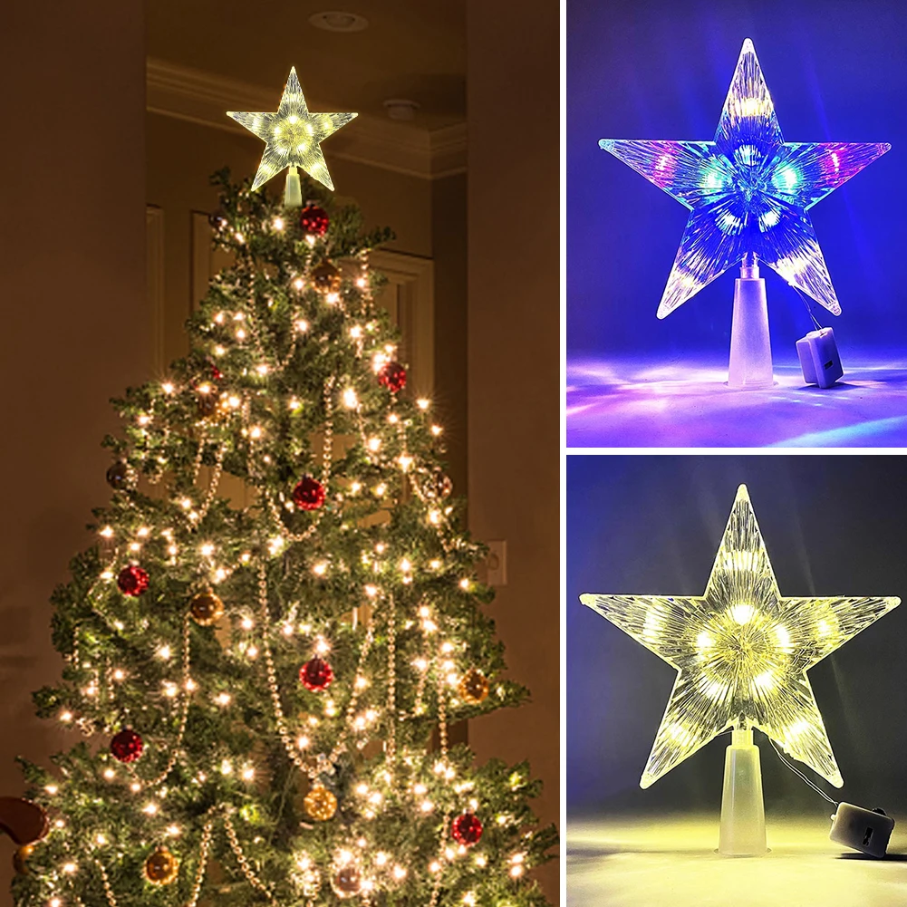 15 cm Weihnachtsbaum Top Stern Licht LED Leuchtende Stern Lampe Weihnachten Baum Dekoration Hause Weihnachten Party Liefert Navidad Noel