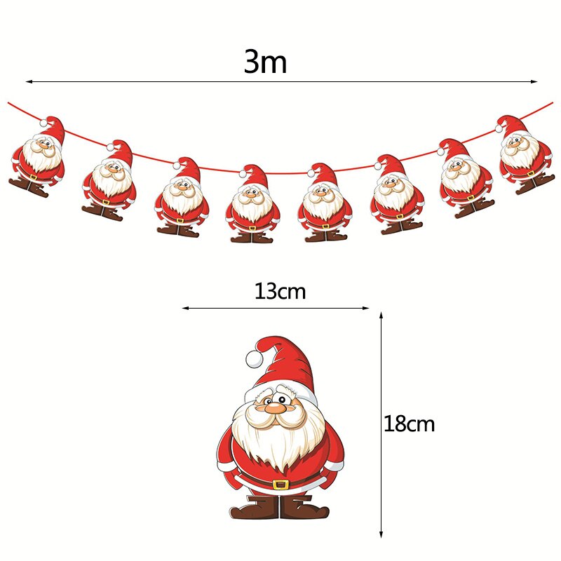 3m Länge Santa Claus Weihnachten Baum Zauberstab Hängen Papier Girlande Weihnachten Baum Dekoration Elch Socken Sterne freundlicher Frohe Weihnachten Banner: G02 santa claus