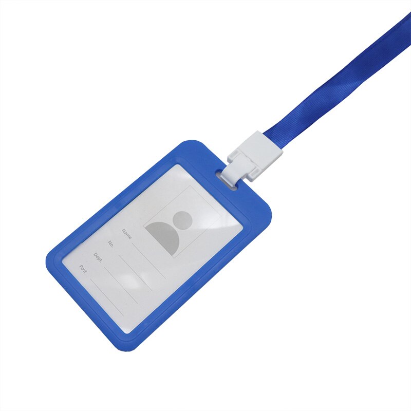Bärbar färgglad anställd plast id-korthållare namnmärke snodd halsband personal personal kort kontor & pappersvaror: 1 st blå