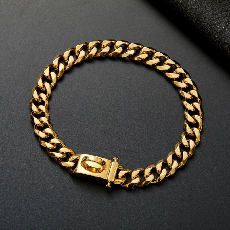 15mm Titanium Steel Alloy Collar Dog Chain Collars Large Pet Training Bulldog Decoration Silver Golden Yellow Cool Collar